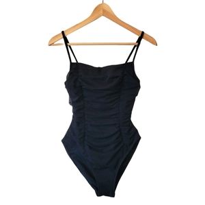 Oscar de la Renta Shirred Ruched Hollywood Style High Cut One Piece Sz 10